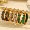 Retro Diamondencrusted Emerald 316L Stainless Steel Earrings With Electroplating For Women