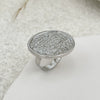 Retro Distressed Metal Round Ring With Geometric And Flower Pattern Electroplated