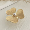 Retro Distressed Metal Round Ring With Geometric And Flower Pattern Electroplated