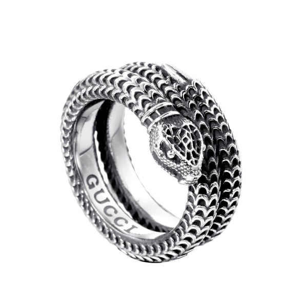 Retro Distressed Stainless Steel Snake Ring With Three Dimensional Scale Design Electroplated Geometric Fashion Ring For Men And Unisex Wear