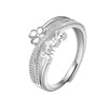 Retro Distressed Sterling Silver Geometric Anxiety Ring For Women Adjustable Open Ring Electroplated Jewelry