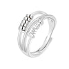 Retro Distressed Sterling Silver Geometric Anxiety Ring For Women Adjustable Open Ring Electroplated Jewelry