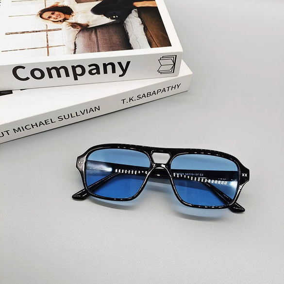 Retro Double Beam Polygon Sunglasses For Men And Women Simple And Comfortable Sun Protection Glasses