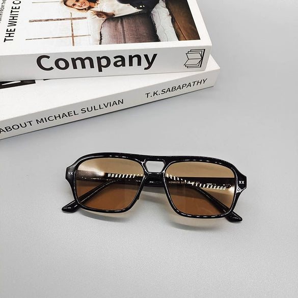 Retro Double Beam Polygon Sunglasses For Men And Women Simple And Comfortable Sun Protection Glasses