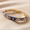 Retro Double Layer Alloy Hollow Round Silk Bracelet With Diamond Set Design