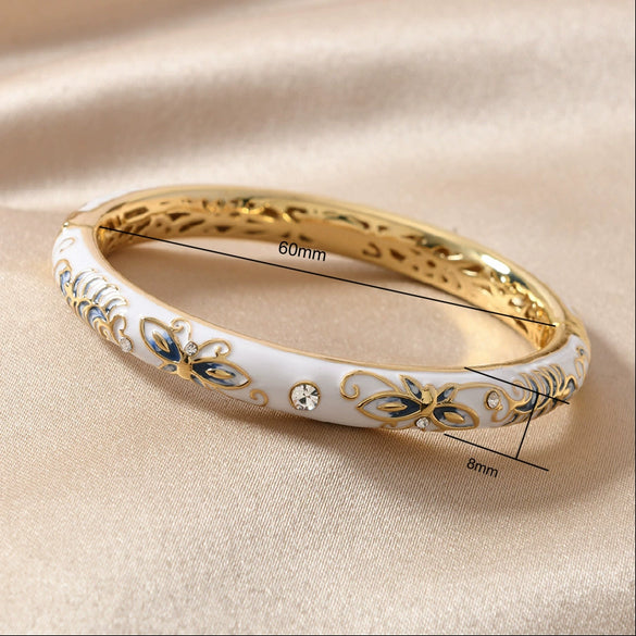 Retro Double Layer Alloy Hollow Round Silk Bracelet With Diamond Set Design