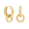 Retro Double Ring Interlocking Earrings European And American Exaggerated Copper Ear Jewelry