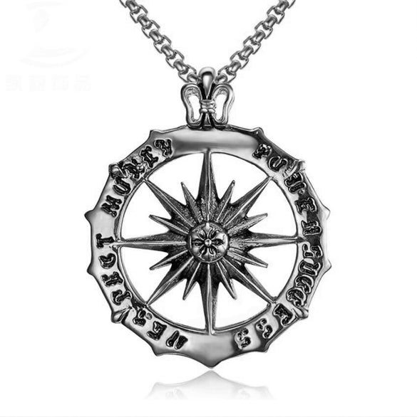 Retro Double Sword Cross Titanium Steel Pendant Necklace For Men With Electroplating Process And Animal Zodiac Pattern