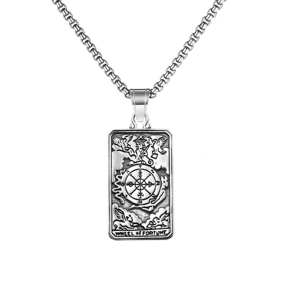 Retro Double Sword Cross Titanium Steel Pendant Necklace For Men With Electroplating Process And Animal Zodiac Pattern