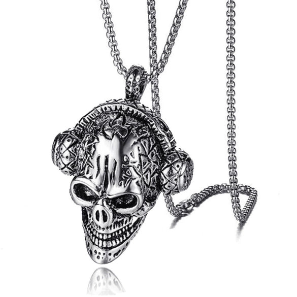 Retro Double Sword Cross Titanium Steel Pendant Necklace For Men With Electroplating Process And Animal Zodiac Pattern