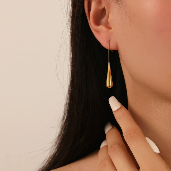 Retro Drop Earrings Titanium Steel Geometric Vacuum Electroplated In Furnace Unisex