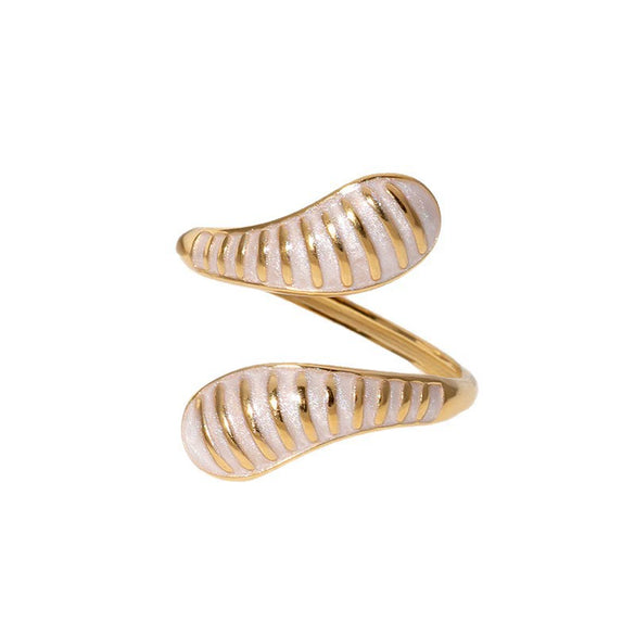 Retro Dropshaped Open Ring For Women Stainless Steel Geometric Electroplated