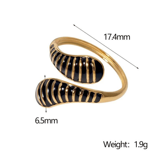Retro Dropshaped Open Ring For Women Stainless Steel Geometric Electroplated
