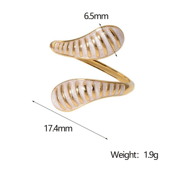 Retro Dropshaped Open Ring For Women Stainless Steel Geometric Electroplated