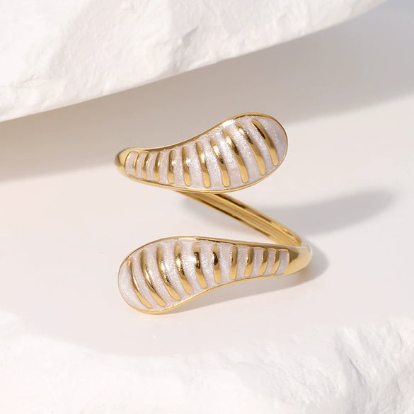 Retro Dropshaped Open Ring For Women Stainless Steel Geometric Electroplated