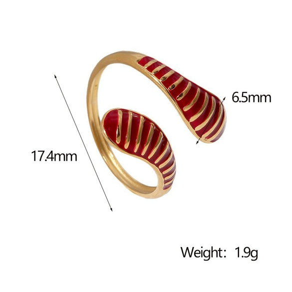 Retro Dropshaped Open Ring For Women Stainless Steel Geometric Electroplated