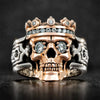 Retro Electroplated Alloy Crown Skull Ring With Hollow Geometric Design Exaggerated Statement Ring For Men