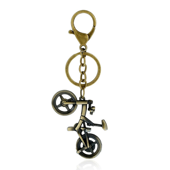 Retro Electroplated Alloy Peach Heart Bicycle Hat Keychain Pendant For Couple Bags And Car Keys