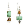 Retro Electroplated Alloy Turquoise Color Block Letter Style Earrings Creative Fashion Jewelry For Women