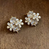 Retro Electroplated Copper Flower Clip On Earrings For Women Without Pierced Ears High End Floral Daily Accessories