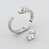 Retro Electroplated Copper Leopard Head Open Bracelet With Full Inlaid Zircon Animal Style Bangle For Women