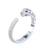 Retro Electroplated Copper Leopard Head Open Bracelet With Full Inlaid Zircon Animal Style Bangle For Women