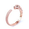 Retro Electroplated Copper Leopard Head Open Bracelet With Full Inlaid Zircon Animal Style Bangle For Women