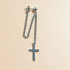 Retro Electroplated Metal Cross And Leaf Drop Earrings Unisex Statement Dangle Earrings