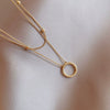 Retro Elegant Chain Multi Layer Clavicle Chain Necklace And Ring For Female Made Of Titanium Steel