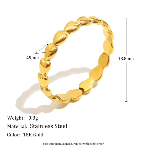 Retro Elegant Cold Style Heart Open Ring Stainless Steel 18K Gold Plated