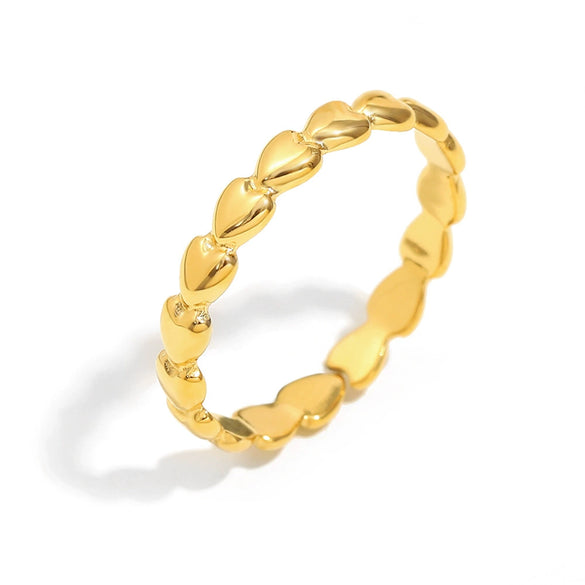 Retro Elegant Cold Style Heart Open Ring Stainless Steel 18K Gold Plated