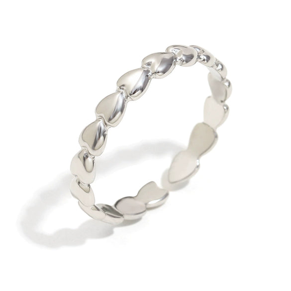 Retro Elegant Cold Style Heart Open Ring Stainless Steel 18K Gold Plated