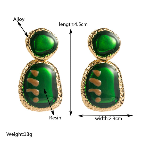 Retro Elegant Exaggerated Flower Earrings With S925 Silver Needle Alloy Resin Material And Diamond Design