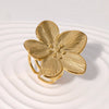 Retro Elegant Flower Open Ring Goldplated Stainless Steel For Women