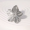 Retro Elegant Flower Open Ring Goldplated Stainless Steel For Women