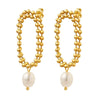 Retro Elegant Geometric Freshwater Pearl And Rice Bead Double Layer Tassel Earrings In Electroplated Titanium Steel For Women