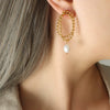 Retro Elegant Geometric Freshwater Pearl And Rice Bead Double Layer Tassel Earrings In Electroplated Titanium Steel For Women
