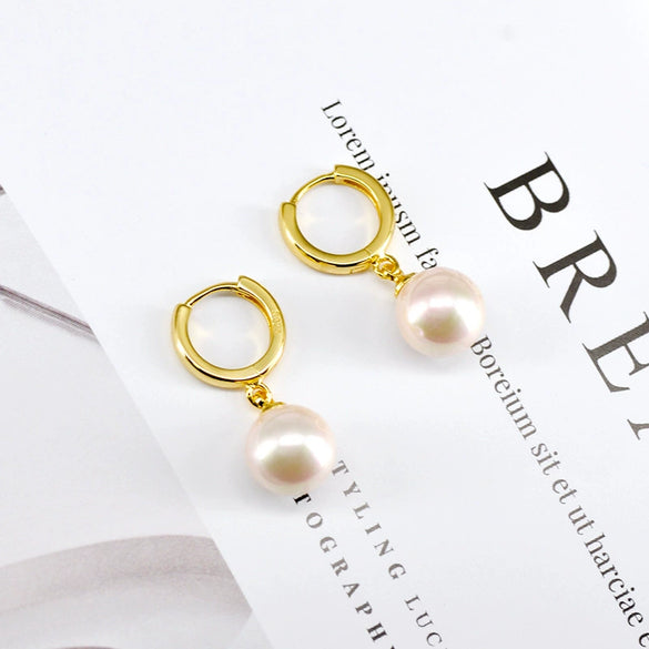 Retro Elegant Shell Bead And Pearl Drop Earrings With Silver Needle And Copper U Shape Geometric Electroplated Design For Women