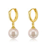Retro Elegant Shell Bead And Pearl Drop Earrings With Silver Needle And Copper U Shape Geometric Electroplated Design For Women