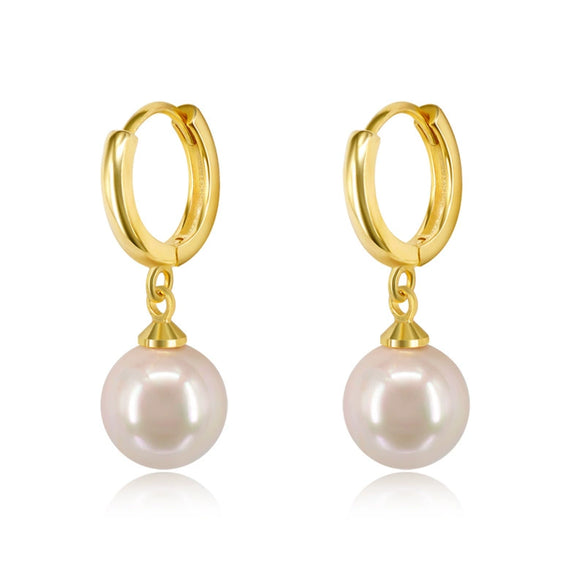 Retro Elegant Shell Bead And Pearl Drop Earrings With Silver Needle And Copper U Shape Geometric Electroplated Design For Women