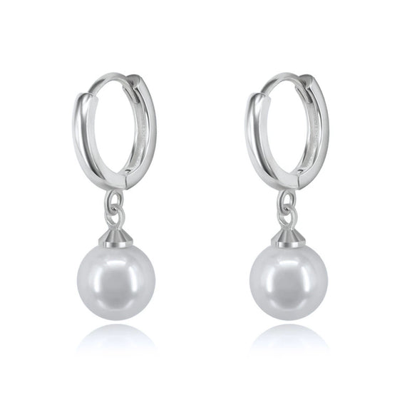 Retro Elegant Shell Bead And Pearl Drop Earrings With Silver Needle And Copper U Shape Geometric Electroplated Design For Women
