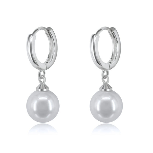 Retro Elegant Shell Bead And Pearl Drop Earrings With Silver Needle And Copper U Shape Geometric Electroplated Design For Women