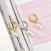 Retro Elegant Shell Bead And Pearl Drop Earrings With Silver Needle And Copper U Shape Geometric Electroplated Design For Women