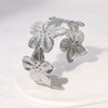 Retro Elegant Wide Edition Stainless Steel Bracelet With Flower Design And Electroplating Treatment