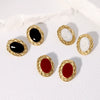 Retro Elegant Women's Stainless Steel Earrings 18K Gold Plated Geometric Design