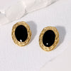 Retro Elegant Women's Stainless Steel Earrings 18K Gold Plated Geometric Design