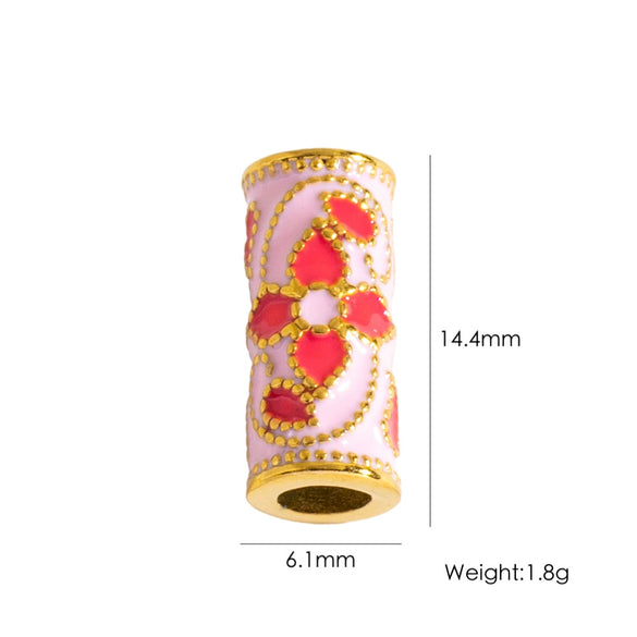 Retro Enamel Stainless Steel Bead Barrel Oil Drop Pattern Bracelet Diy Accessories