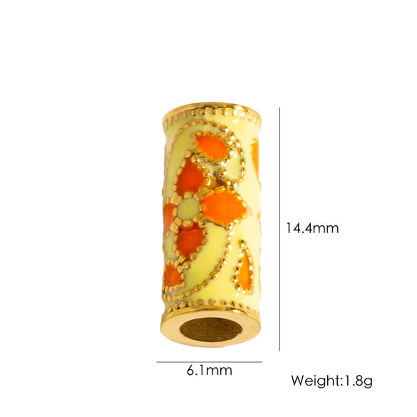 Retro Enamel Stainless Steel Bead Barrel Oil Drop Pattern Bracelet Diy Accessories