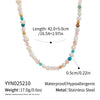 Retro Ethnic Style Natural Stone And Freshwater Pearl Beaded Chain Necklace For Women Made Of Stainless Steel With Electroplating Geometric Shape