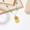 Retro Ethnic Style Turquoise Beaded Dream Catcher Pendant Necklace In Titanium Steel And Stainless Steel With Electroplating For Women